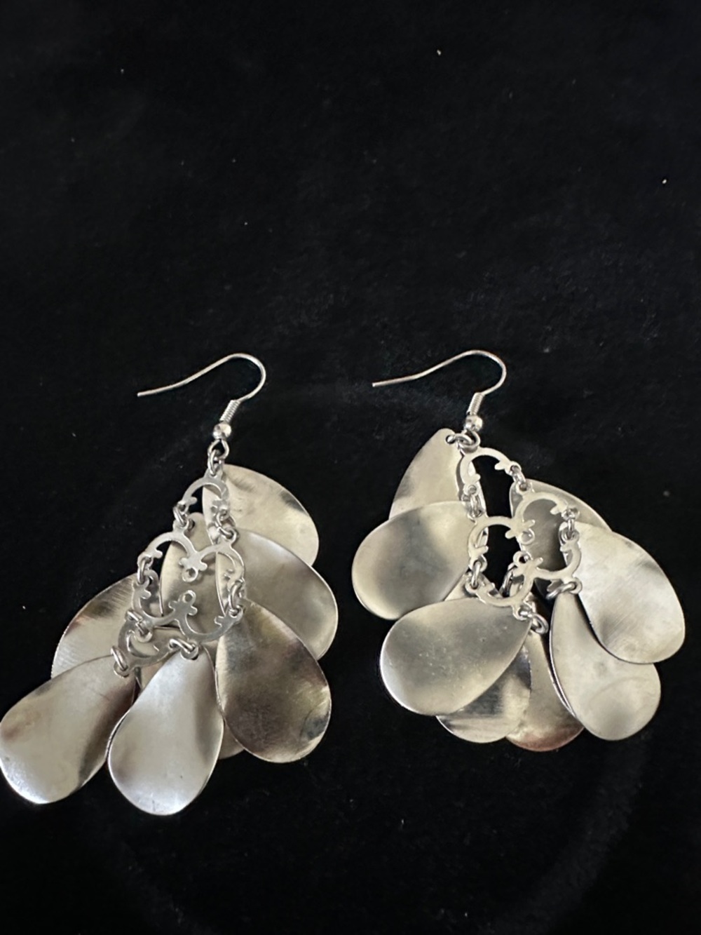 Silver Petal Drop Earrings - Elegant Women Jewelry